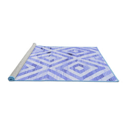 Sideview of Machine Washable Southwestern Blue Country Rug, wshcon2918blu