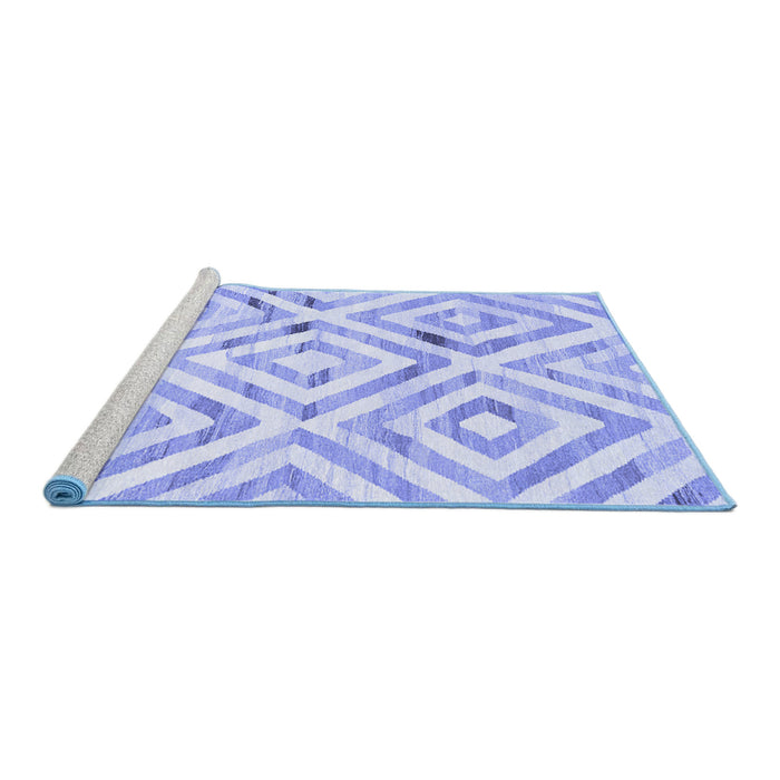 Sideview of Machine Washable Southwestern Blue Country Rug, wshcon2918blu