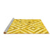 Sideview of Machine Washable Southwestern Yellow Country Rug, wshcon2918yw