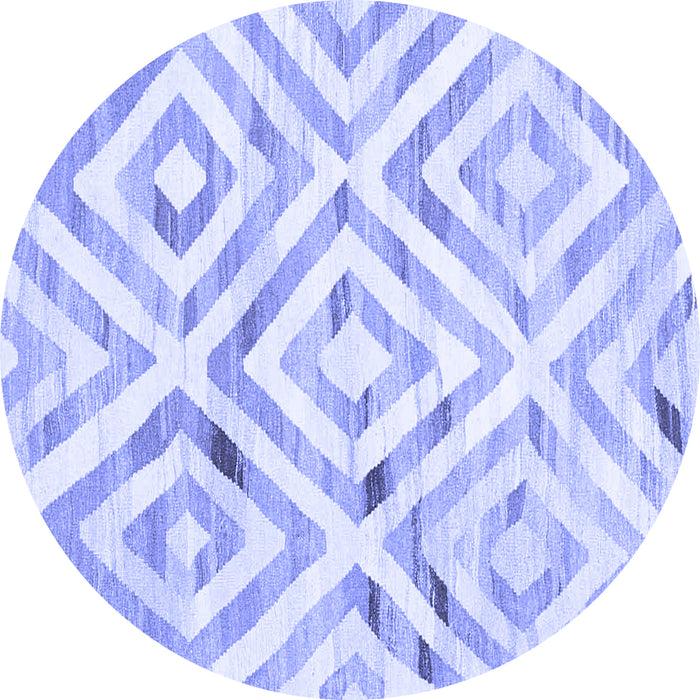 Round Machine Washable Southwestern Blue Country Rug, wshcon2918blu