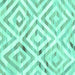 Square Machine Washable Southwestern Turquoise Country Area Rugs, wshcon2918turq