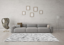 Machine Washable Southwestern Gray Country Rug in a Living Room,, wshcon2918gry