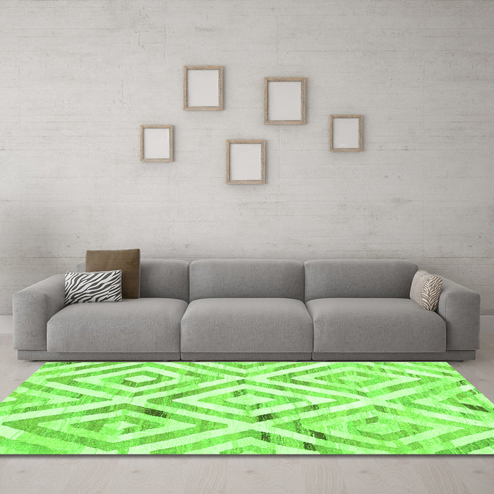 Machine Washable Southwestern Green Country Area Rugs in a Living Room,, wshcon2918grn