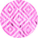 Round Machine Washable Southwestern Pink Country Rug, wshcon2918pnk