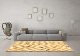 Machine Washable Southwestern Brown Country Rug in a Living Room,, wshcon2918brn