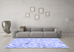 Machine Washable Southwestern Blue Country Rug in a Living Room, wshcon2918blu