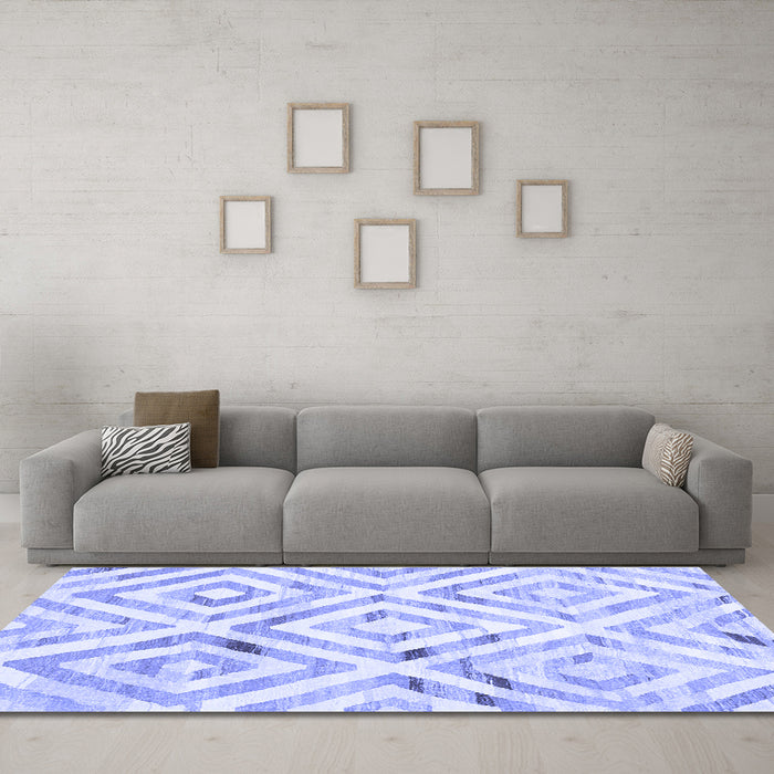 Machine Washable Southwestern Blue Country Rug in a Living Room, wshcon2918blu