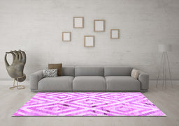 Machine Washable Southwestern Purple Country Area Rugs in a Living Room, wshcon2918pur