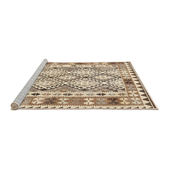 Serging Thickness of Machine Washable Contemporary Brown Rug, wshcon2919