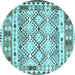 Round Southwestern Light Blue Country Rug, con2919lblu