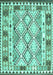 Machine Washable Southwestern Turquoise Country Area Rugs, wshcon2919turq