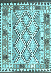 Southwestern Light Blue Country Rug, con2919lblu