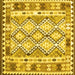Square Machine Washable Southwestern Yellow Country Rug, wshcon2919yw
