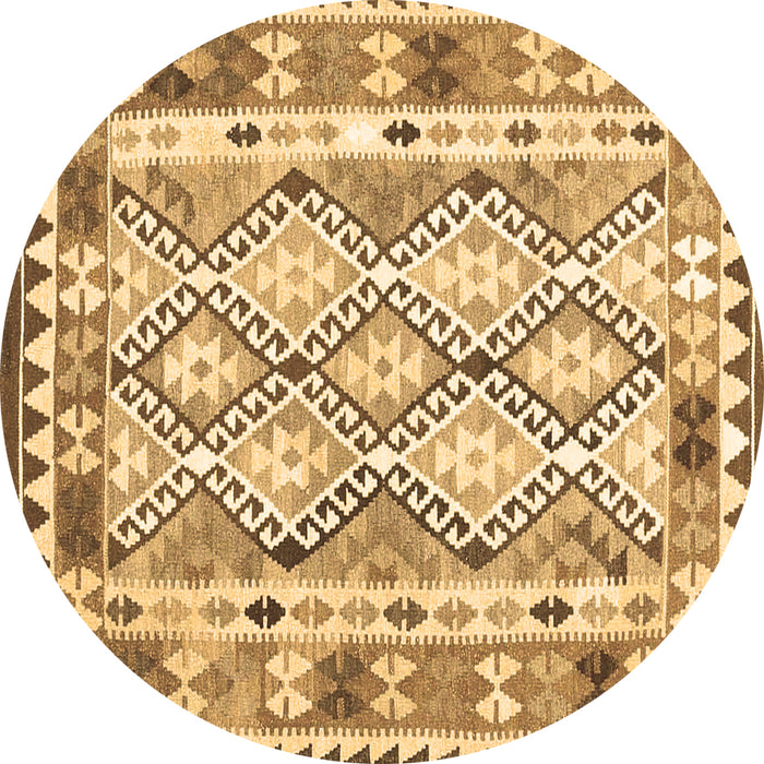 Round Southwestern Brown Country Rug, con2919brn