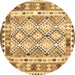 Round Southwestern Brown Country Rug, con2919brn