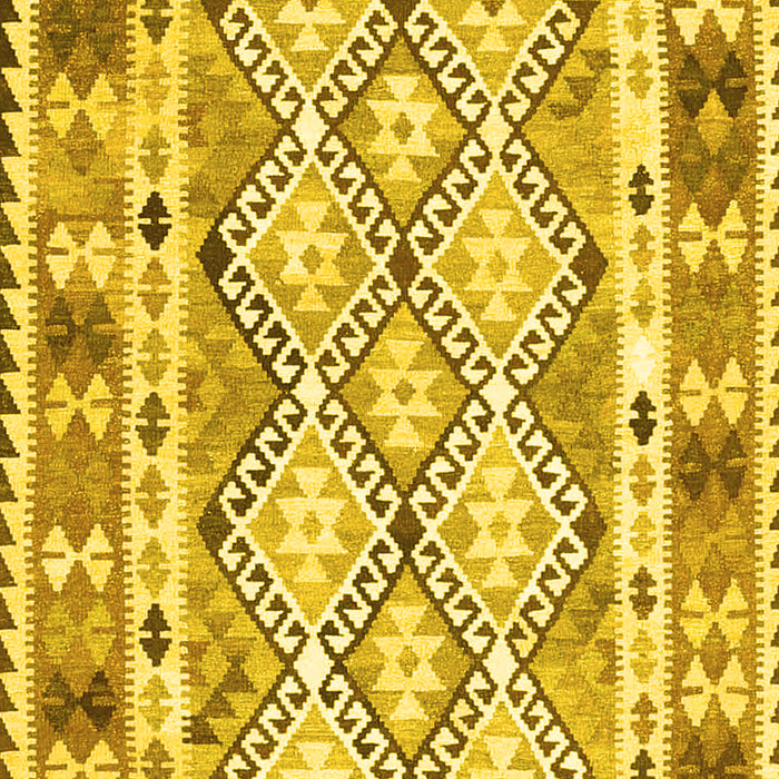 Machine Washable Southwestern Yellow Country Rug, wshcon2919yw