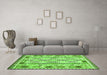 Machine Washable Southwestern Green Country Area Rugs in a Living Room,, wshcon2919grn