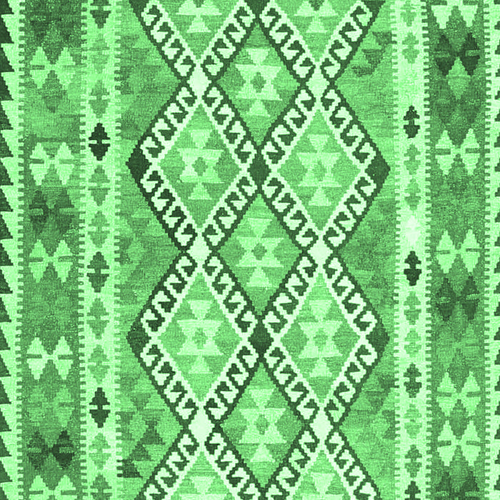 Machine Washable Southwestern Emerald Green Country Area Rugs, wshcon2919emgrn