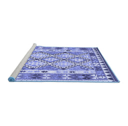 Sideview of Machine Washable Southwestern Blue Country Rug, wshcon2919blu