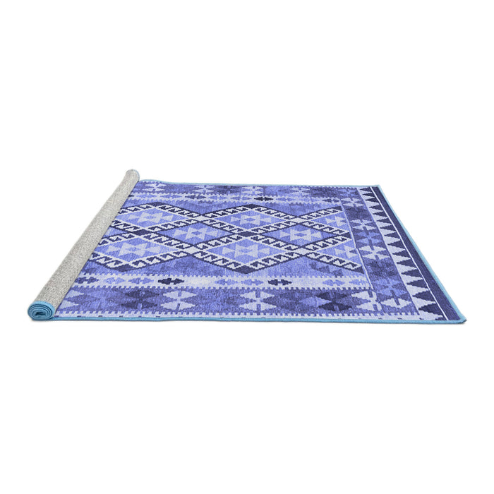 Sideview of Machine Washable Southwestern Blue Country Rug, wshcon2919blu