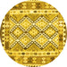 Round Southwestern Yellow Country Rug, con2919yw