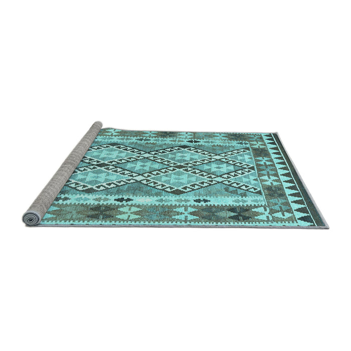 Sideview of Machine Washable Southwestern Light Blue Country Rug, wshcon2919lblu