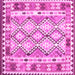 Square Machine Washable Southwestern Pink Country Rug, wshcon2919pnk