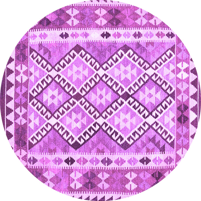 Round Machine Washable Southwestern Purple Country Area Rugs, wshcon2919pur