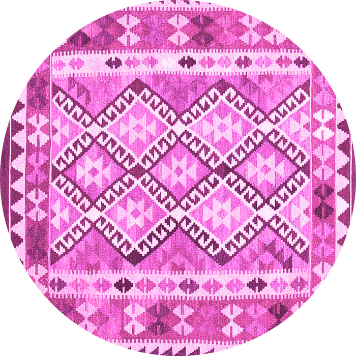 Round Machine Washable Southwestern Pink Country Rug, wshcon2919pnk