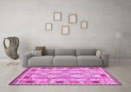 Machine Washable Southwestern Pink Country Rug in a Living Room, wshcon2919pnk