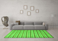 Machine Washable Abstract Green Contemporary Rug, wshcon291grn