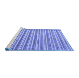 Sideview of Machine Washable Abstract Blue Contemporary Rug, wshcon291blu