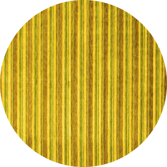 Round Machine Washable Abstract Yellow Contemporary Rug, wshcon291yw