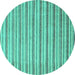 Round Machine Washable Abstract Turquoise Contemporary Area Rugs, wshcon291turq