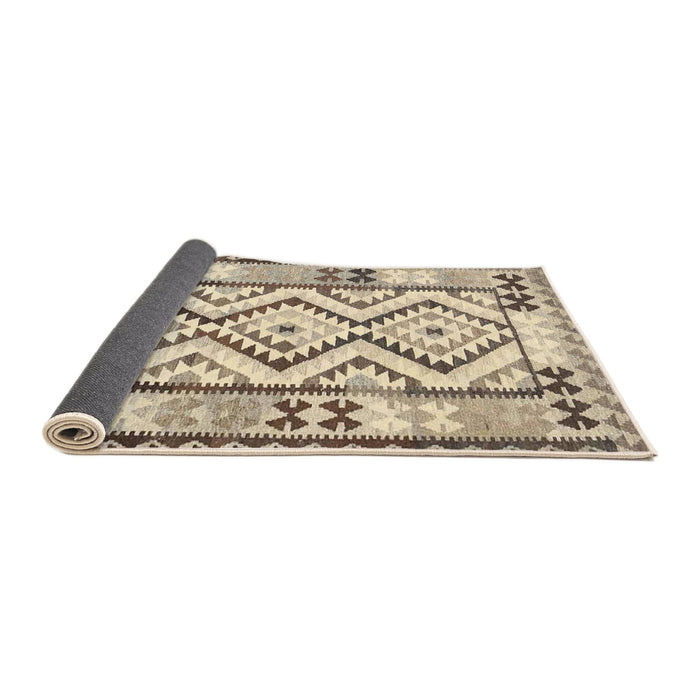 Thickness of Contemporary Dark Almond Brown Southwestern Rug, con2920