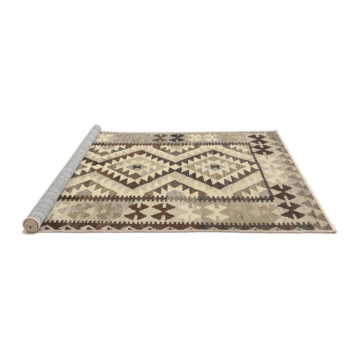 Serging Thickness of Machine Washable Contemporary Dark Almond Brown Rug, wshcon2920