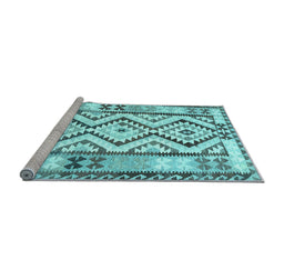 Sideview of Machine Washable Southwestern Light Blue Country Rug, wshcon2920lblu