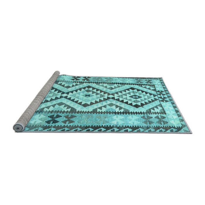 Sideview of Machine Washable Southwestern Light Blue Country Rug, wshcon2920lblu