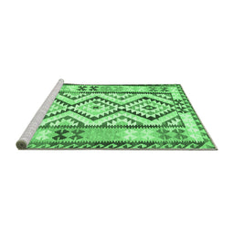Sideview of Machine Washable Southwestern Emerald Green Country Area Rugs, wshcon2920emgrn