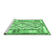 Sideview of Machine Washable Southwestern Emerald Green Country Area Rugs, wshcon2920emgrn