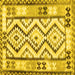 Square Machine Washable Southwestern Yellow Country Rug, wshcon2920yw