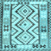 Square Machine Washable Southwestern Light Blue Country Rug, wshcon2920lblu