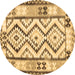 Round Southwestern Brown Country Rug, con2920brn