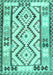 Machine Washable Southwestern Turquoise Country Area Rugs, wshcon2920turq