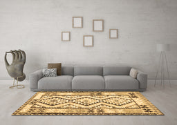 Machine Washable Southwestern Brown Country Rug in a Living Room,, wshcon2920brn