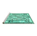 Sideview of Machine Washable Southwestern Turquoise Country Area Rugs, wshcon2920turq