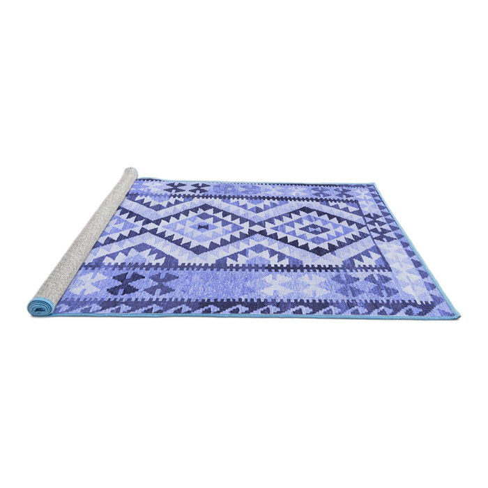 Sideview of Machine Washable Southwestern Blue Country Rug, wshcon2920blu