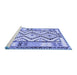 Sideview of Machine Washable Southwestern Blue Country Rug, wshcon2920blu