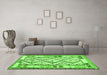 Machine Washable Southwestern Green Country Area Rugs in a Living Room,, wshcon2920grn