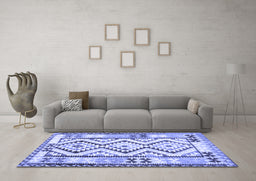 Machine Washable Southwestern Blue Country Rug in a Living Room, wshcon2920blu
